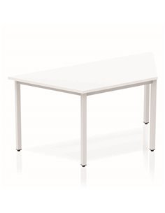 Dynamic Impulse 1600mm Trapezium Office Desk White Top Silver Box Frame Leg BF00121