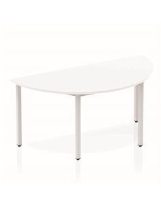 Dynamic Impulse 1600mm Semi-Circle Office Desk White Top Silver Box Frame Leg BF00125