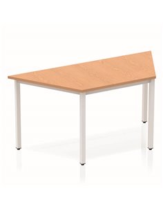 Dynamic Impulse 1600mm Trapezium Office Desk Oak Top Silver Box Frame Leg BF00134