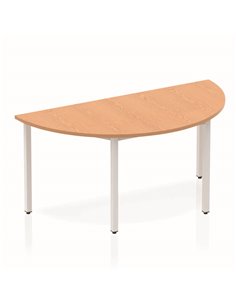 Dynamic Impulse 1600mm Semi-Circle Office Desk Oak Top Silver Box Frame Leg BF00138