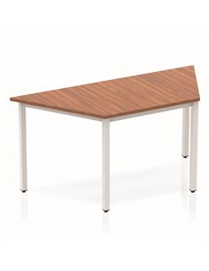 Dynamic Impulse 1600mm Trapezium Office Desk Walnut Top Silver Box Frame Leg BF00147