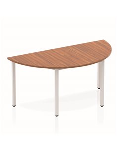 Dynamic Impulse 1600mm Semi-Circle Office Desk Walnut Top Silver Box Frame Leg BF00151
