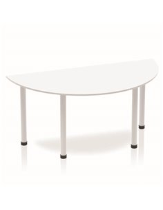 Dynamic Impulse 1600mm Semi-Circle Office Desk White Top Silver Post Leg BF00177