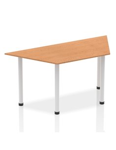 Dynamic Impulse 1600mm Trapezium Office Desk Oak Top Silver Post Leg BF00182