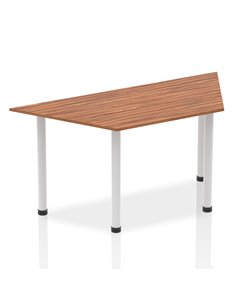 Dynamic Impulse 1600mm Trapezium Office Desk Walnut Top Silver Post Leg BF00188