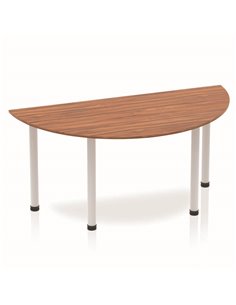 Dynamic Impulse 1600mm Semi-Circle Office Desk Walnut Top Silver Post Leg BF00189