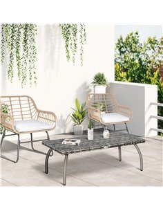 Outsunny All-Weather Material Rattan Coffee Table, Grey 2
