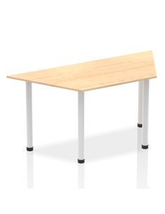 Dynamic Impulse 1600mm Trapezium Office Desk Maple Top Silver Post Leg BF00194