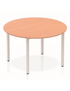 Dynamic Impulse 1200mm Round Office Table Beech Top Silver Box Frame Leg BF00196