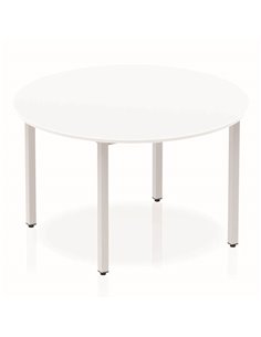 Dynamic Impulse 1200mm Round Office Table White Top Silver Box Frame Leg BF00197