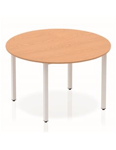 Dynamic Impulse 1200mm Round Office Table Oak Top Silver Box Frame Leg BF00198