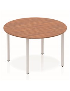 Dynamic Impulse 1200mm Round Office Table Walnut Top Silver Box Frame Leg BF00199