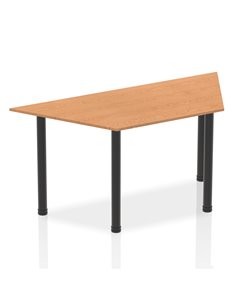 Dynamic Impulse 1600mm Trapezium Office Desk Oak Top Black Post Leg BF00390