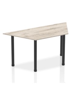 Dynamic Impulse 1600mm Trapezium Office Desk Grey Oak Top Black Post Leg BF00402