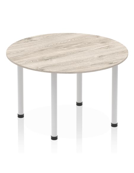 Dynamic Impulse 1200mm Round Office Table Grey Oak Top Silver Post Leg I003257 - pic 73040 | FastDaddyshop