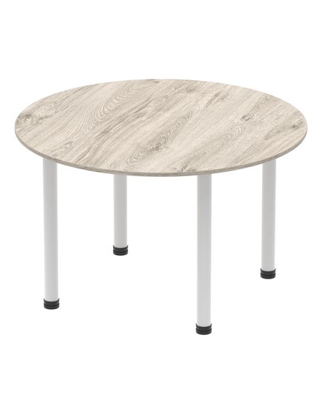 Dynamic Impulse 1200mm Round Office Table Grey Oak Top Silver Post Leg I003257 - pic 73041 | FastDaddyshop