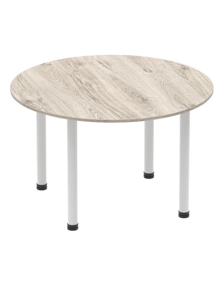 Dynamic Impulse 1200mm Round Office Table Grey Oak Top Silver Post Leg I003257 - pic 73042 | FastDaddyshop