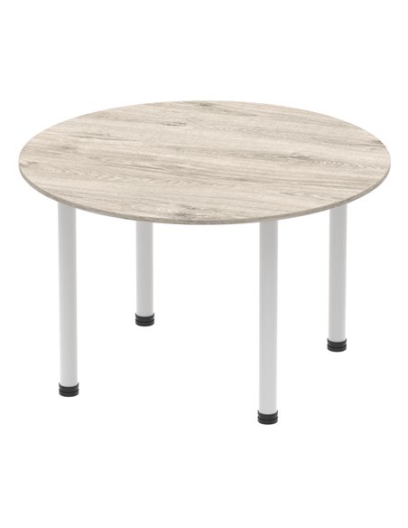 Dynamic Impulse 1200mm Round Office Table Grey Oak Top Silver Post Leg I003257 - pic 73043 | FastDaddyshop