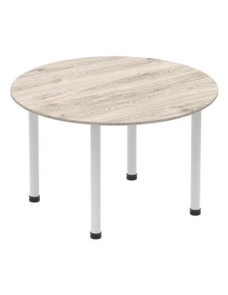 Dynamic Impulse 1200mm Round Office Table Grey Oak Top Silver Post Leg I003257 - pic 73044 | FastDaddyshop