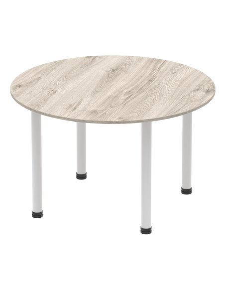 Dynamic Impulse 1200mm Round Office Table Grey Oak Top Silver Post Leg I003257 - pic 73045 | FastDaddyshop