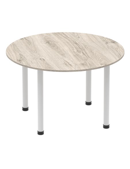 Dynamic Impulse 1200mm Round Office Table Grey Oak Top Silver Post Leg I003257 - pic 73046 | FastDaddyshop