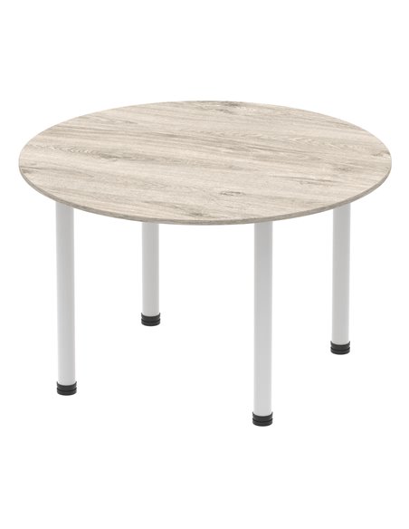 Dynamic Impulse 1200mm Round Office Table Grey Oak Top Silver Post Leg I003257 - pic 73047 | FastDaddyshop
