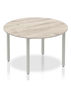 Dynamic Impulse 1200mm Round Office Table Grey Oak Top Silver Box Frame Leg I003258