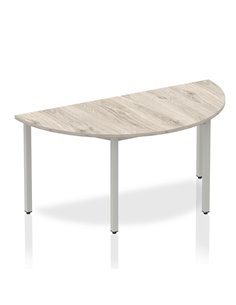 Dynamic Impulse 1600mm Semi-Circle Office Table Grey Oak Top Silver Box Frame Leg I003259