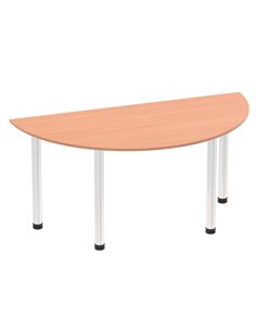 Dynamic Impulse 1600mm Semi-Circle Office Table Beech Top Chrome Post Leg I003604