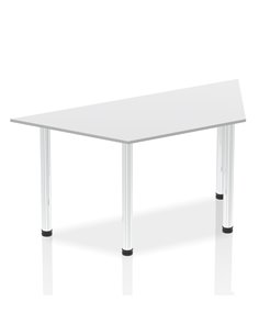 Dynamic Impulse 1600mm Trapezium Office Desk White Top Chrome Post Leg I003605