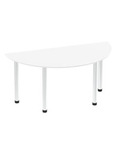 Dynamic Impulse 1600mm Semi-Circle Office Table White Top Chrome Post Leg I003606