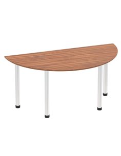 Dynamic Impulse 1600mm Semi-Circle Office Table Walnut Top Chrome Post Leg I003610