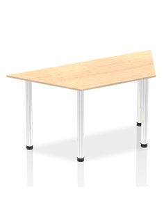 Dynamic Impulse 1600mm Trapezium Office Desk Maple Top Chrome Post Leg I003611