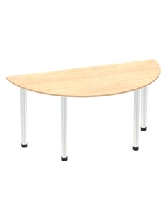 Dynamic Impulse 1600mm Semi-Circle Office Table Maple Top Chrome Post Leg I003612