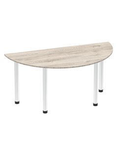 Dynamic Impulse 1600mm Semi-Circle Office Table Grey Oak Top Chrome Post Leg I003620
