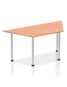 Dynamic Impulse 1600mm Trapezium Office Desk Beech Top Brushed Aluminium Post Leg I003651