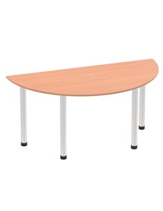 Dynamic Impulse 1600mm Semi-Circle Office Table Beech Top Brushed Aluminium Post Leg I003652