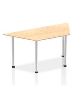 Dynamic Impulse 1600mm Trapezium Office Desk Maple Top Brushed Aluminium Post Leg I003659