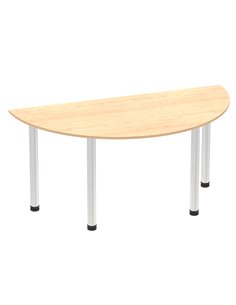 Dynamic Impulse 1600mm Semi-Circle Office Table Maple Top Brushed Aluminium Post Leg I003660