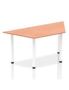 Dynamic Impulse 1600mm Trapezium Office Desk Beech Top White Post Leg I003699
