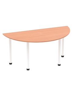 Dynamic Impulse 1600mm Semi-Circle Office Table Beech Top White Post Leg I003700