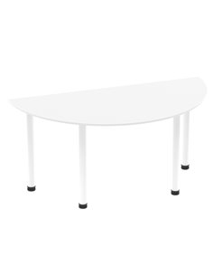 Dynamic Impulse 1600mm Semi-Circle Office Table White Top White Post Leg I003702
