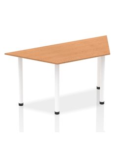Dynamic Impulse 1600mm Trapezium Office Desk Oak Top White Post Leg I003703