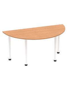 Dynamic Impulse 1600mm Semi-Circle Office Table Oak Top White Post Leg I003704