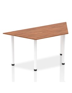 Dynamic Impulse 1600mm Trapezium Office Desk Walnut Top White Post Leg I003705
