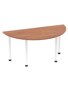 Dynamic Impulse 1600mm Semi-Circle Office Table Walnut Top White Post Leg I003706