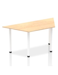 Dynamic Impulse 1600mm Trapezium Office Desk Maple Top White Post Leg I003707