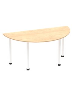 Dynamic Impulse 1600mm Semi-Circle Office Table Maple Top White Post Leg I003708
