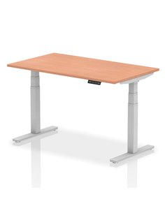 Dynamic Air 1400 x 800mm Height Adjustable Home Office Desk Beech Top Silver Leg HA01002