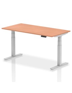 Dynamic Air 1600 x 800mm Height Adjustable Home Office Desk Beech Top Silver Leg HA01003